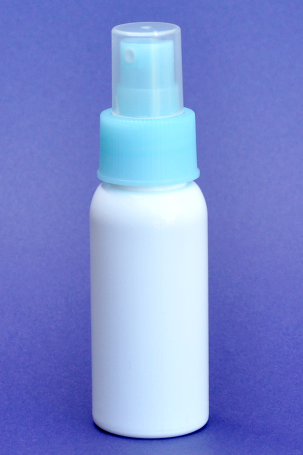 SNSET-50WBPETLBFMS-50ml White Boston PET Bottle with Light Blue Fine Mist Sprayer 24/410 