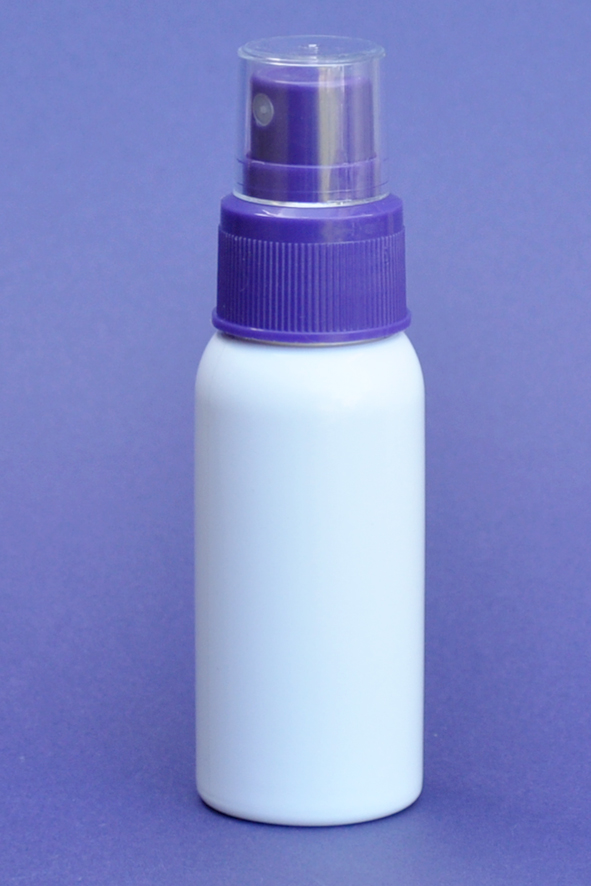SNSET-50WBPETDPFMS-50ml White Boston PET Bottle with Dark Purple Fine Mist Sprayer 24/410  
