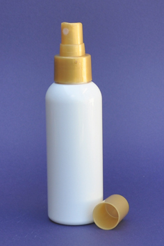 SNSET-100WBPETPGFMS-100ml White Boston PET Bottle with Pearl Gold Fine Mist Sprayer 24/410