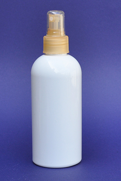 SNSET-250WBPETOFMS-250ml White Boston PET Bottle with Fine Ribbed Orange Fine Mist Sprayer 24/410 