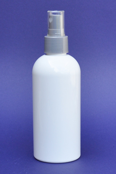 SNSET-250WBPETGFMS-250ml White Boston PET Bottle with Smooth Grey Fine Mist Sprayer 24/410 