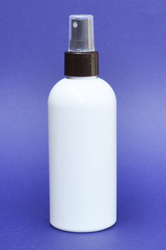 SNSET-250WBPETCBFMS-250ml White Boston PET Bottle with Chocolate Brown Fine Mist Sprayer 24/410