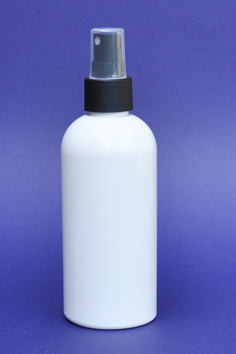 SNSET-250WBPETSBFMS-250ml White Boston PET Bottle with Smooth Black Fine Mist Sprayer 24/410 