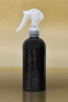 SNSET-250BBPETNSNS-250ml Black Boston PET Bottle with Natural Swan Neck Sprayer 24/410 