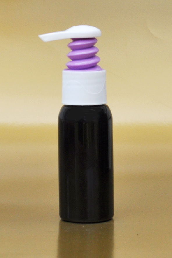 SNSET-50BBPETWPP-50ml Black Boston PET Bottle with White/Purple Pump 24/410