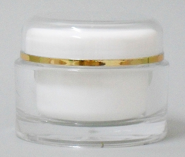 SNSET-2080-60ml ACRYLIC JAR with Lid, WHITE INNER CAP/BOWL, Gold RIM 56mm Finish 