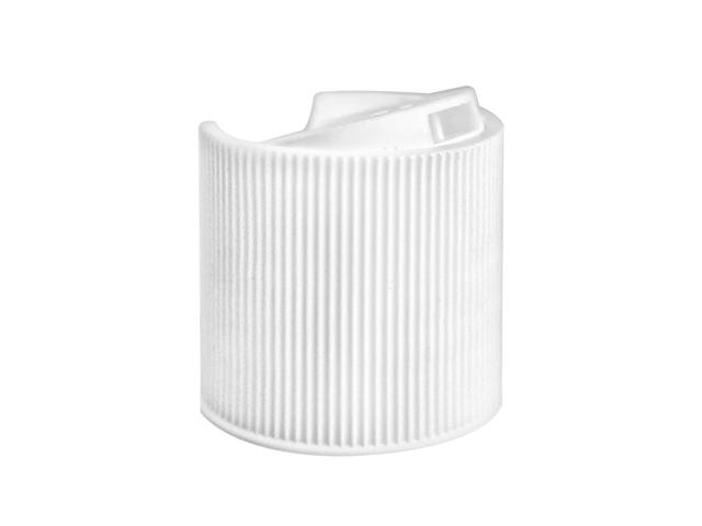 SNDD-16021-WHITE DISPENSING CAP, FINE RIBBED DISC-TOP CLOSURE WITH A 28/410 FINISH AND A .343 ORIFICE