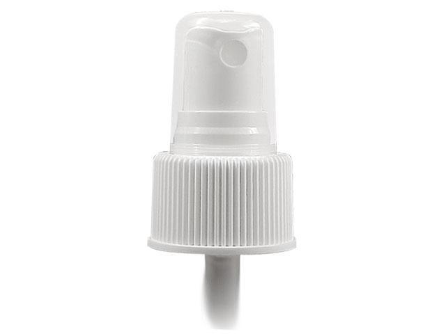 WHITE FINE MIST SPRAYER 24/410 RIBBED FINISH WITH A CLEAR POLYPRO HOOD AND A 7" DIP TUBE