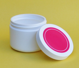 SNSETJR14-14Oz (414ml) White Plastic Jar with Hot Pink/White 89/400 Lid