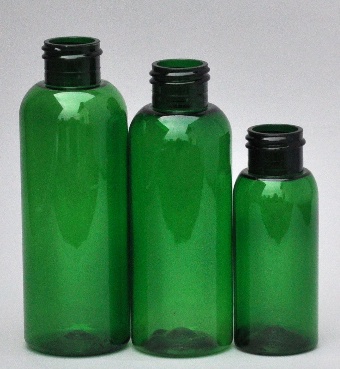 SNEP-100BPETG-100ml Green PET Boston Bottle with 24/410 Neck
