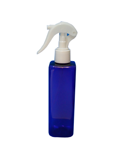 SNSET-SQ250PETCBWSNS-Plastic Bottle-Square-Cobalt Blue-250ml with White Swan Neck Sprayer