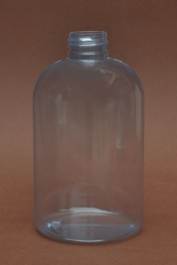 SNEP-500CLPETSB- 500ml Clear PVC Stocky Boston Bottle with 28/410 Neck 