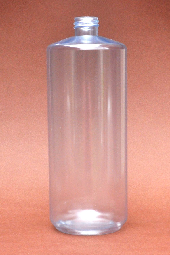 SNEP-50884-1000ml Clear PET Cylindrical Bottle with Square Shoulder 28mm 410 Finish