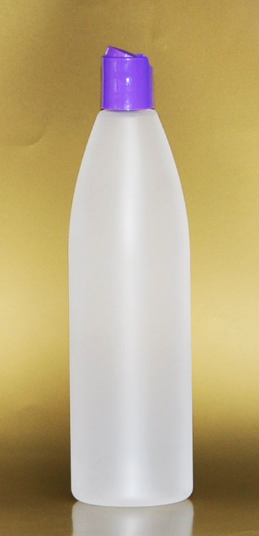 SNSET-28137A-26Oz Natural HDPE Tapered Bullet Bottle with 28/410 Purple Disc Top Lid