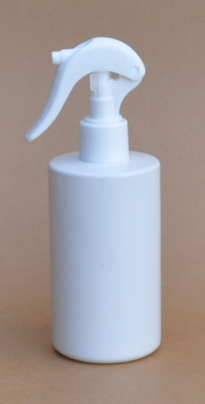 SNSET-THWPETRSQ250WSNS-250ml White PET Round Bottle with Square Shoulder and a 24/410 White Swan Neck Sprayer
