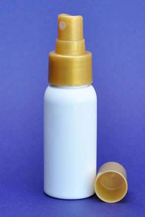 SNSET-50WBPETPGFMS-50ml White Boston PET Bottle with Pearl Gold Fine Mist Sprayer 24/410 