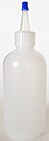 SNSB8OZNYCBT-8 Oz (~236ml) LDPE Natural Boston Squeezer Bottle with 24/410 Natural Yorker Cap with a Blue Tip