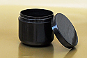 Plastic Jar 4 Oz Black- PP DOUBLE WALL ROUND WITH A 70/400 FINISH, ROUND BASE With Smooth Flat Black Lid