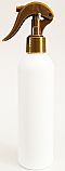 SNSET-250WBHDPEGSNS-250ml White HDPE Boston Bottle with a 24/410 Gold Swan Neck Sprayer 