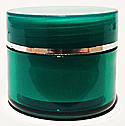 SNJAR5HGGR-5ml Hot Green Acrylic Jar with Flat Lid with Square Base and Gold Rim 