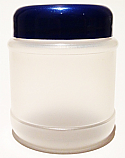 SNEJ-27058DB-NATURAL PLASTIC JAR, 4 OZ. PP SINGLE WALL ROUND WITH A DOMED BLUE 48/400 LID