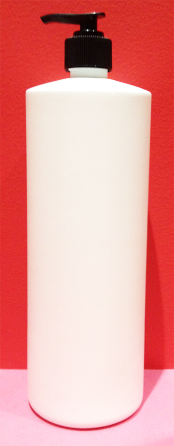 SNSET1000HDPERSQSWBP-1000ml White Tall Round Bottle with Square Shoulder with 28/410 Black Pump