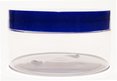 SNJAR200CLFDBL-200g Clear PET Plastic Jar with 89/400 Flat Deep Blue Lid