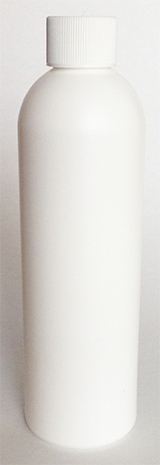 SNSET-250WBHDPEWFRSTC-250ml White HDPE Boston Bottle with a 24/410 White Fine Ribbed Screw Top Cap