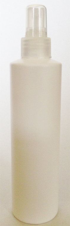 SNSET-250WCSQHDPECFRFMS-250ml White HDPE Cylindrical Bottle with Square Shoulder and 24/410 Clear Fine Ribbed Fine Mist Sprayer 