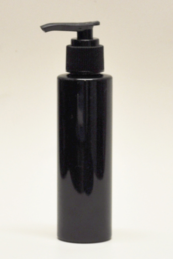 SNSET-4CYPETBBP-4Oz (118ml) Black PET Cylindrical Bottle with Black Pump 24/410 