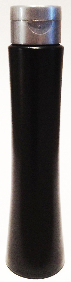 SNSET-HGB-200ml Black HDPE Hour Glass Bottle with Silver Flip top Lid