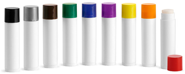 SNLIPWB0805-21-0.15Oz (4.4ml) White Cylindrical Lip Balm Tube (67mm Height 16mm Dia) with Brown Cap  