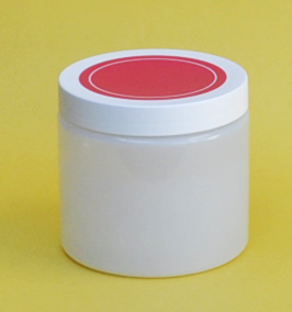 SNSETEJ-28339-DR-31005-TRANSLUSCENT WHITE PLASTIC JAR, 16 OZ (~473ml) PET SINGLE WALL ROUND WITH AN 89/400 FINISH, ROUND BASE WITH HOT PINK WHITE 89/400 matching Lid 