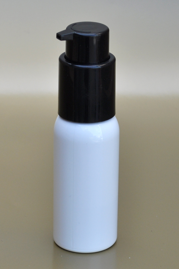 SNSET-50WBPETBSCP-50ml White Boston PET Bottle with Black Smooth Cosmetic Pump 24/410