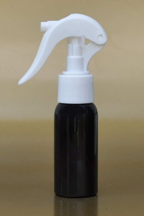 SNSET-50BBPETWSNS-50ml Black Boston PET Bottle with White Swan Neck Sprayer 24/410  