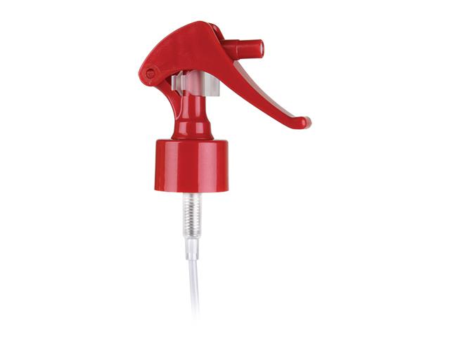 SNHT-25920-RED SWAN NECK TRIGGER SPRAYER, FINE MIST, 24/410 FINISH, MINI TRIGGER WITH A 5 13/16" DIP TUBE, NATURAL SHIP CLIP, METALLIC