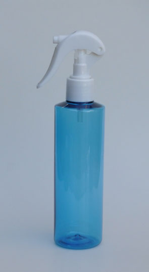 SNSET-THSBPETRSQ250WSNS-Round PET Bottle Sky Blue Coloured with Square Shoulder 250ml With a 24/410 White Swan Neck Sprayer