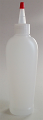 SNSB-25494RYC-NATURAL PLASTIC BOTTLE, 200 ML HDPE REVERSE TAPERED OVAL WITH A 24/410 FINISH, FOOTED with Red Tipped Yorker Dispensing Cap