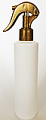 SNSET-250WCSQHDPEMGSNS-250ml White HDPE Cylindrical Bottle with Square Shoulder and 24/410 Metallic Gold Swan Neck Sprayer