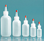 SNSB1OZNBRTYL 1 Oz (~29ml) Boston Shaped Natural Squeezer Bottle with Natural Yorker Cap with red tip