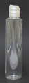 SNSET-CLPETRSQS250FTLS-250ml PET Bottle Clear Cylindrical with flat shoulder and Silver Disc Top Lid