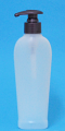 SNSET-K03-NATURAL PLASTIC BOTTLE, 200 ML HDPE REVERSE TAPERED OVAL WITH A 24/410 FINISH, FOOTED PLUS PEARL PURPLE LOTION PUMP, 24/410 FINISH