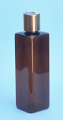 SNSET-THAPETSQ250MCNDL-Square PET Bottle Amber Coloured 250ml with Metallic Copper/Natural 24/410 Disc Top Dispensing Lid