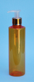 SNSET-THOPETRSQ250GNP-Round PET Bottle Orange Coloured with Square Shoulder 250ml With a 24/410 Metallic Gold/Natural Pump 