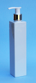 SNSET-THWPETSQ250MSWP-White Square PET Bottle 250ml with 24/410 Metallic Silver/White Pump