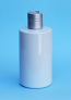 SNSET-THWPETRSQ250MSDTL-250ml White PET Round Bottle with Square Shoulder and a 24/410 Metallic Silver Disc Top Lid