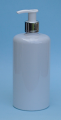 SNSET-THWPET500RSQMSWP-White PET Round bottle with Curved Square shoulder with 24/410 Metallic Silver/White Pump 