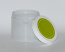 SNSETEJNGW-TRANSLUSCENT WHITE PLASTIC JAR, 16 OZ (~473ml) PET SINGLE WALL ROUND WITH AN 89/400 FINISH, ROUND BASE WITH GREEN/WHITE 89/400 matching Lid 