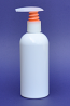 SNSET-250WBPETNOWTBP-250ml White Boston PET Bottle with Natural/Orange White Thumb Base Fine Ribbed Pump 24/410 