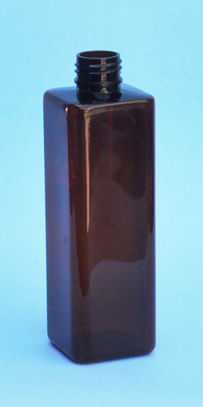 SNEP-THAPETSQ25024410-Square PET Bottle Amber Coloured 250ml 24/410 Neck